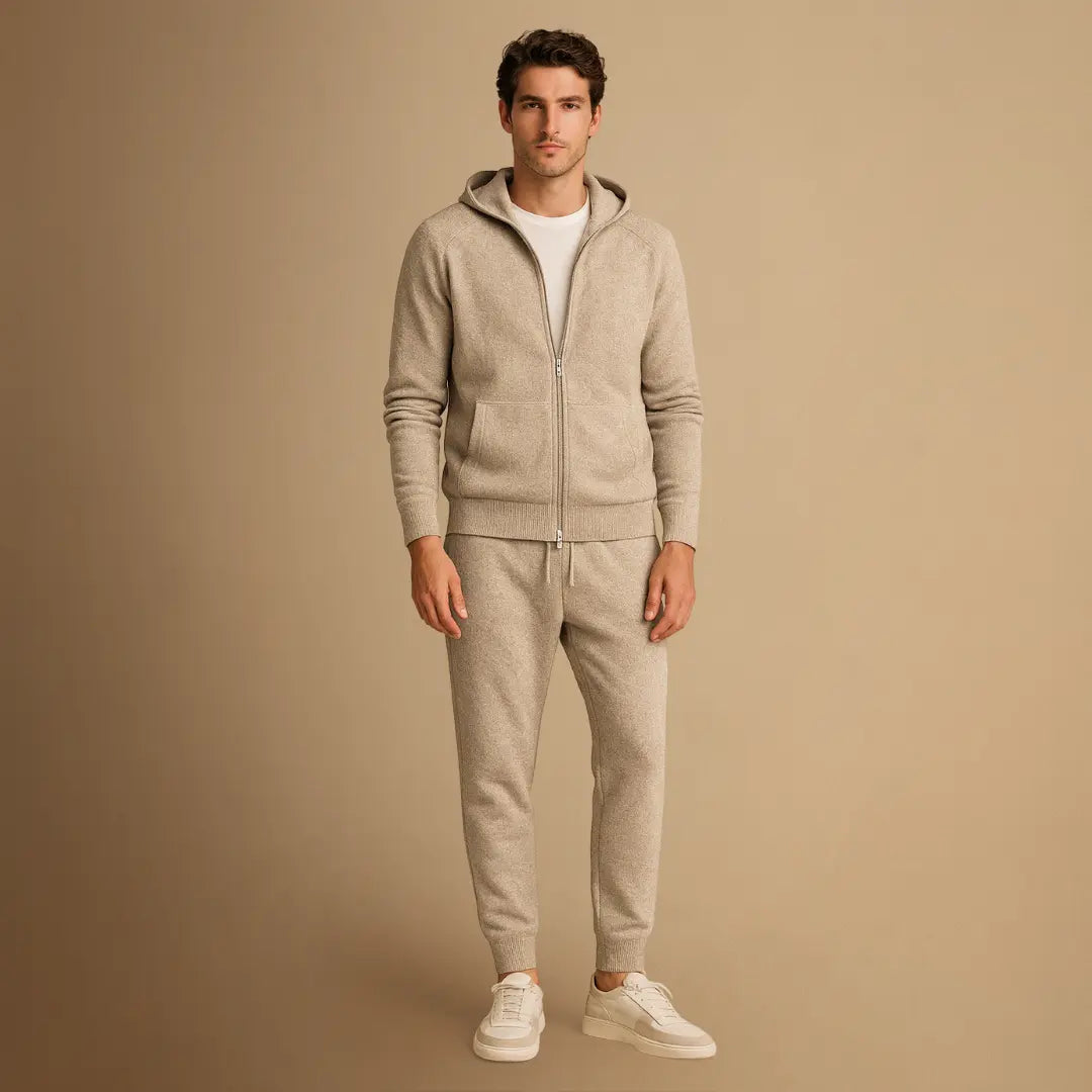 Men's Tracksuit Set Knit Zip-Up Hoodie and Jogger Pants Harrington Oxford