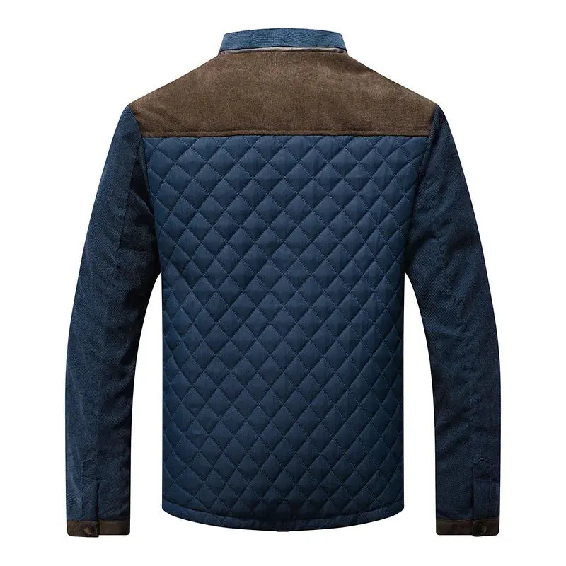 Harrington Oxford | Men's Quilted Stand Collar Jacket with Suede Panels Harrington Oxford