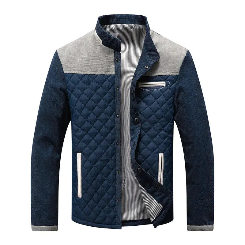 Harrington Oxford | Men's Quilted Stand Collar Jacket with Suede Panels Harrington Oxford
