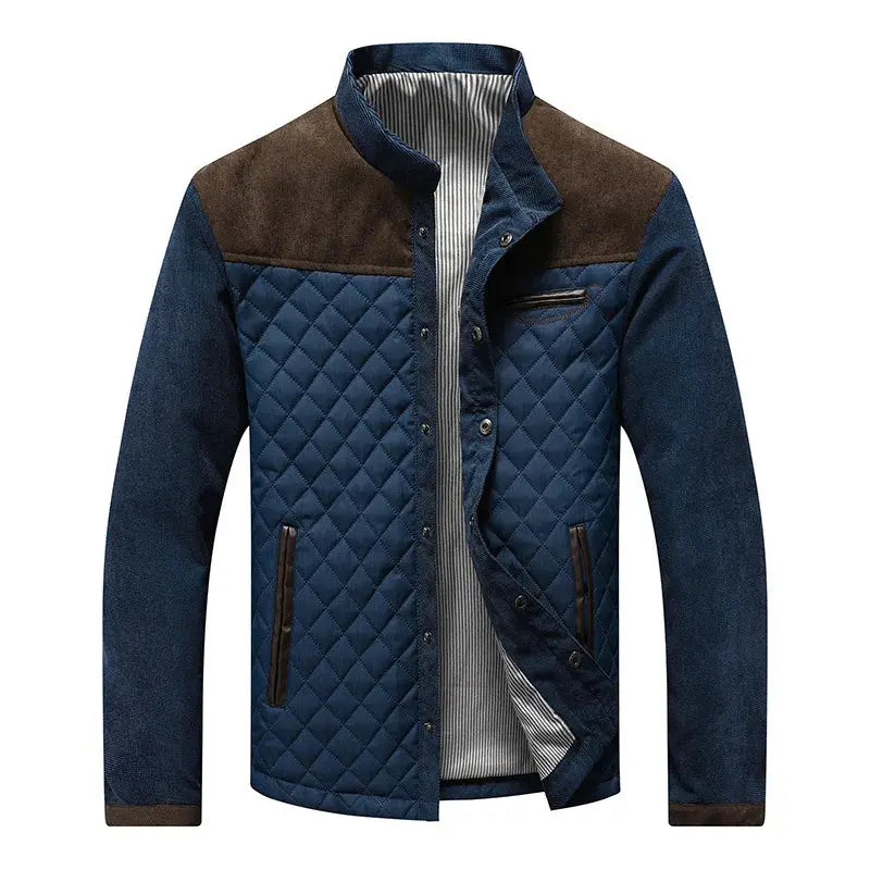 Harrington Oxford | Men's Quilted Stand Collar Jacket with Suede Panels Harrington Oxford