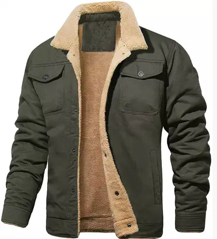 Harrington Oxford | Men’s Shearling Collar Jacket – Classic Lined Winter Outerwear Harrington Oxford