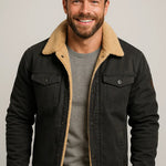 Harrington Oxford | Men’s Shearling Collar Jacket – Classic Lined Winter Outerwear Harrington Oxford