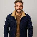 Harrington Oxford | Men’s Shearling Collar Jacket – Classic Lined Winter Outerwear Harrington Oxford