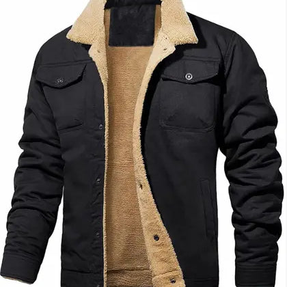 Harrington Oxford | Men’s Shearling Collar Jacket – Classic Lined Winter Outerwear Harrington Oxford