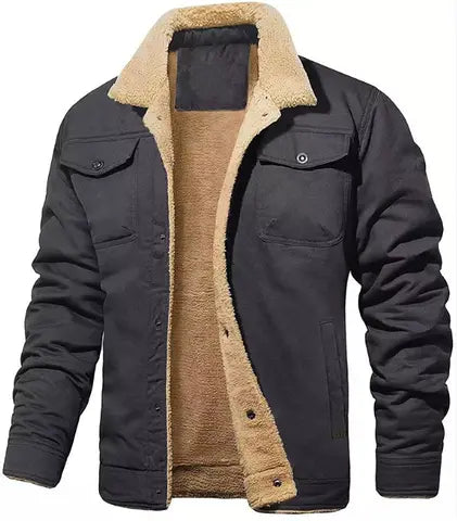 Harrington Oxford | Men’s Shearling Collar Jacket – Classic Lined Winter Outerwear Harrington Oxford