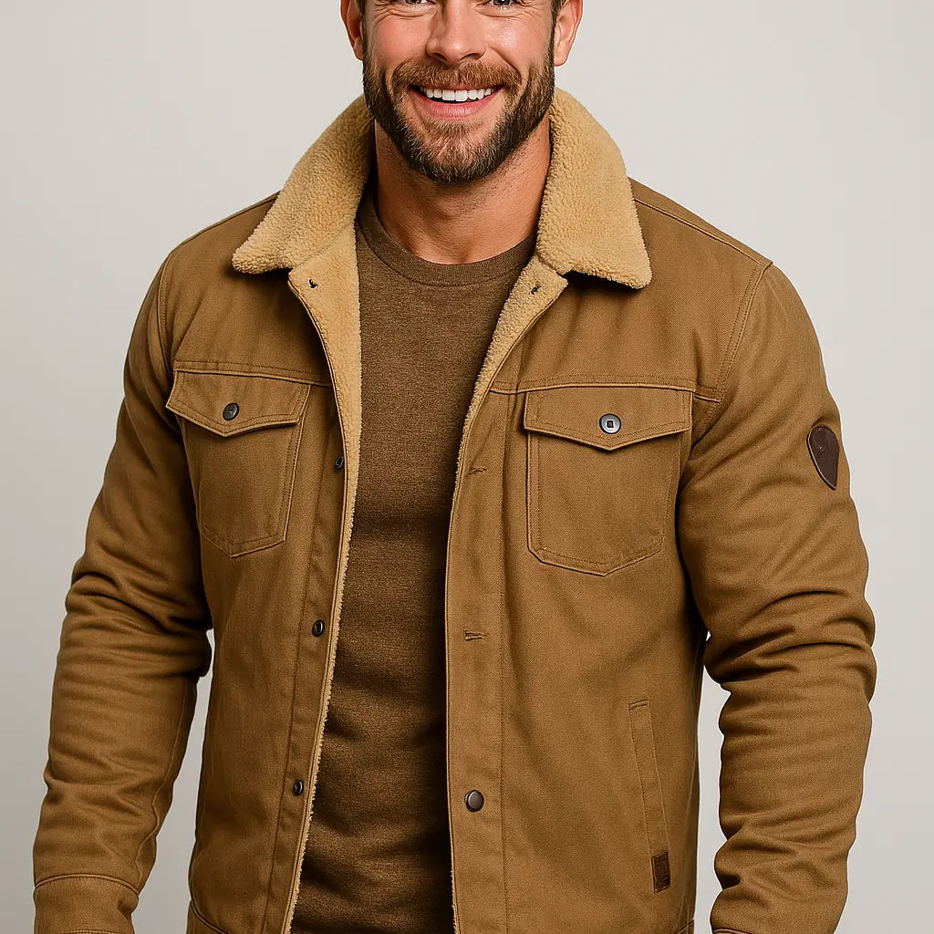 Harrington Oxford | Men’s Shearling Collar Jacket – Classic Lined Winter Outerwear Harrington Oxford