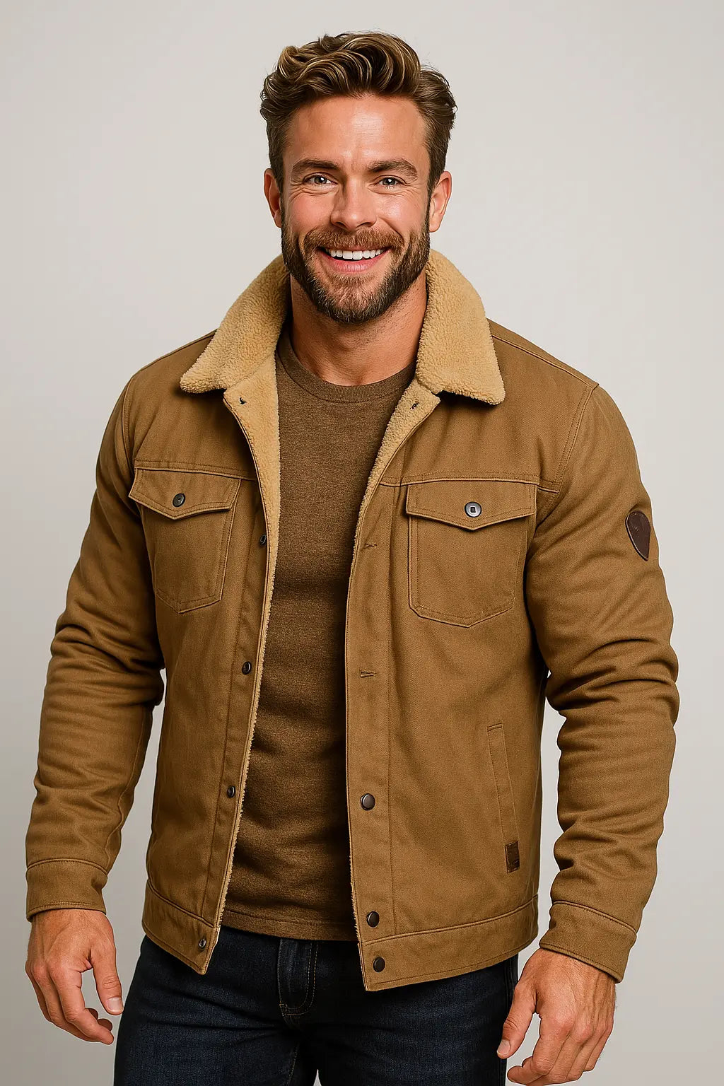 Harrington Oxford | Men’s Shearling Collar Jacket – Classic Lined Winter Outerwear Harrington Oxford