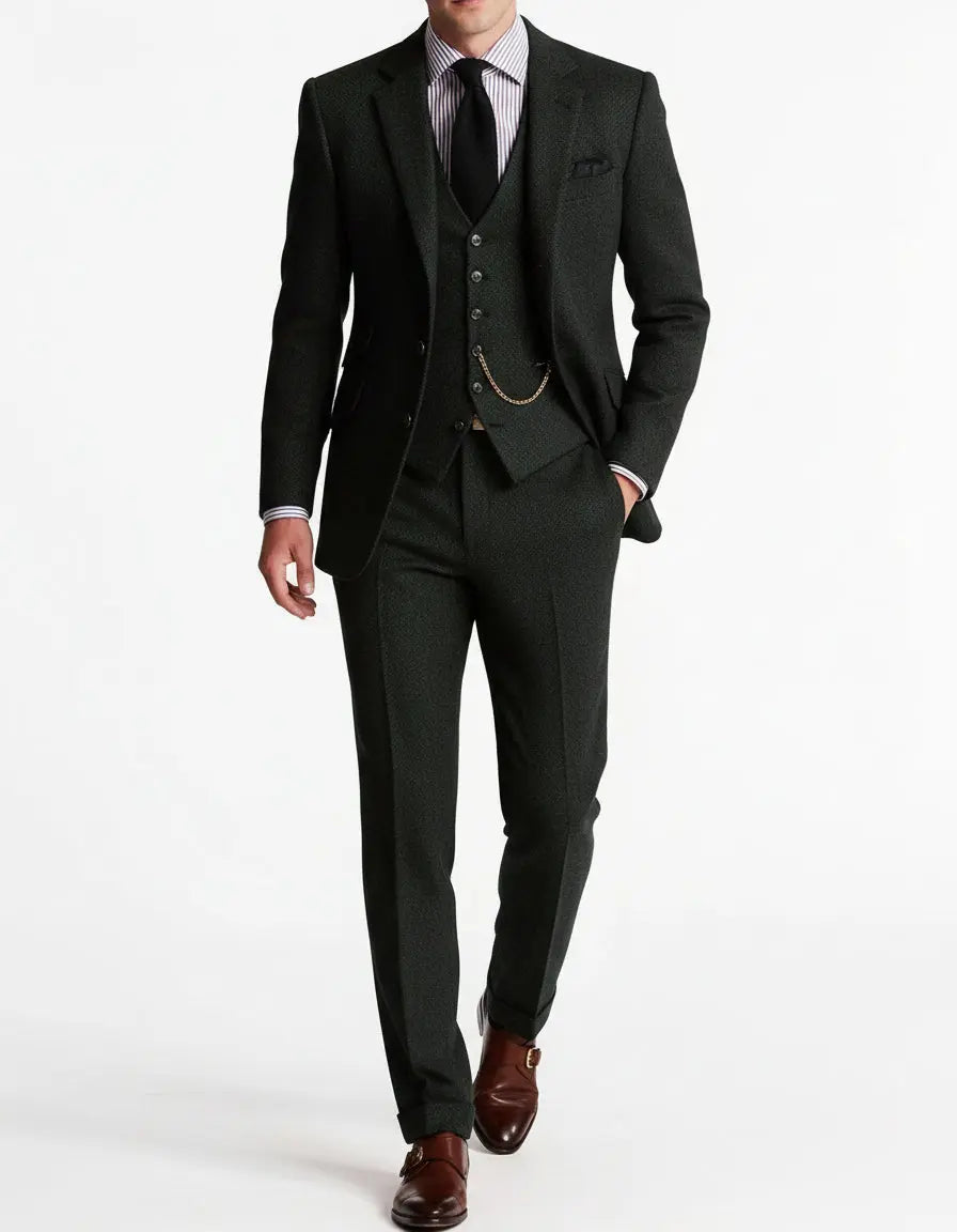 Harrington Oxford | Men’s Three-Piece Tweed Tuxedo – Classic Tailored Suit Set Harrington Oxford