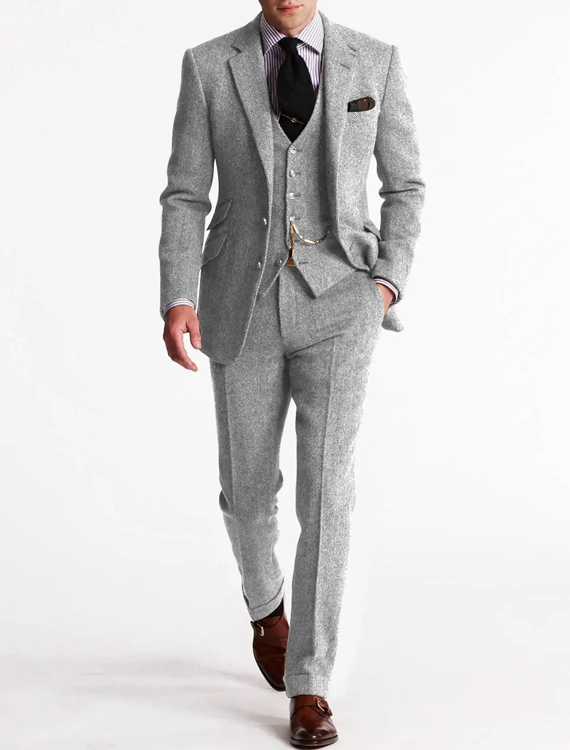 Harrington Oxford | Men’s Three-Piece Tweed Tuxedo – Classic Tailored Suit Set Harrington Oxford