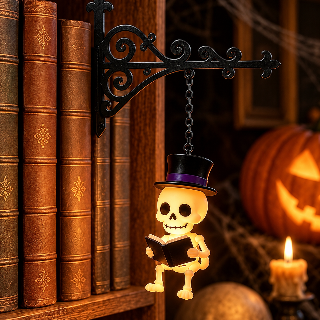 Halloween Ghost & Lantern Bookshelf Light