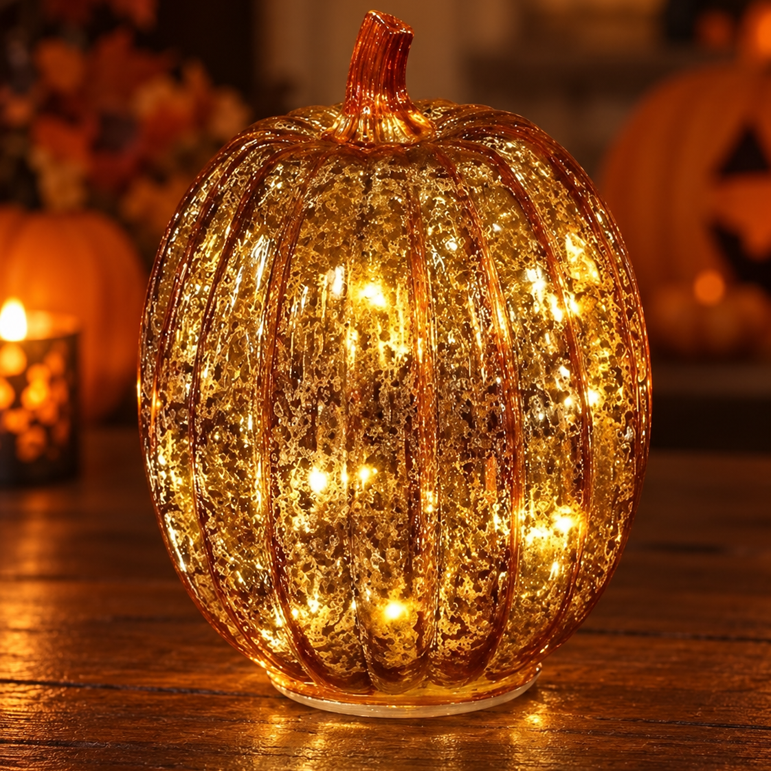 Halloween Pumpkin Hand-Blown Glass Lamp