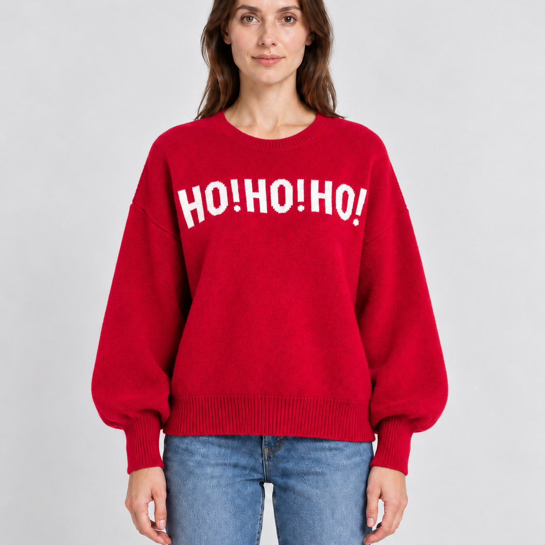 Ho Ho Ho Merry Christmas Drop-Shoulder Jumper For Women