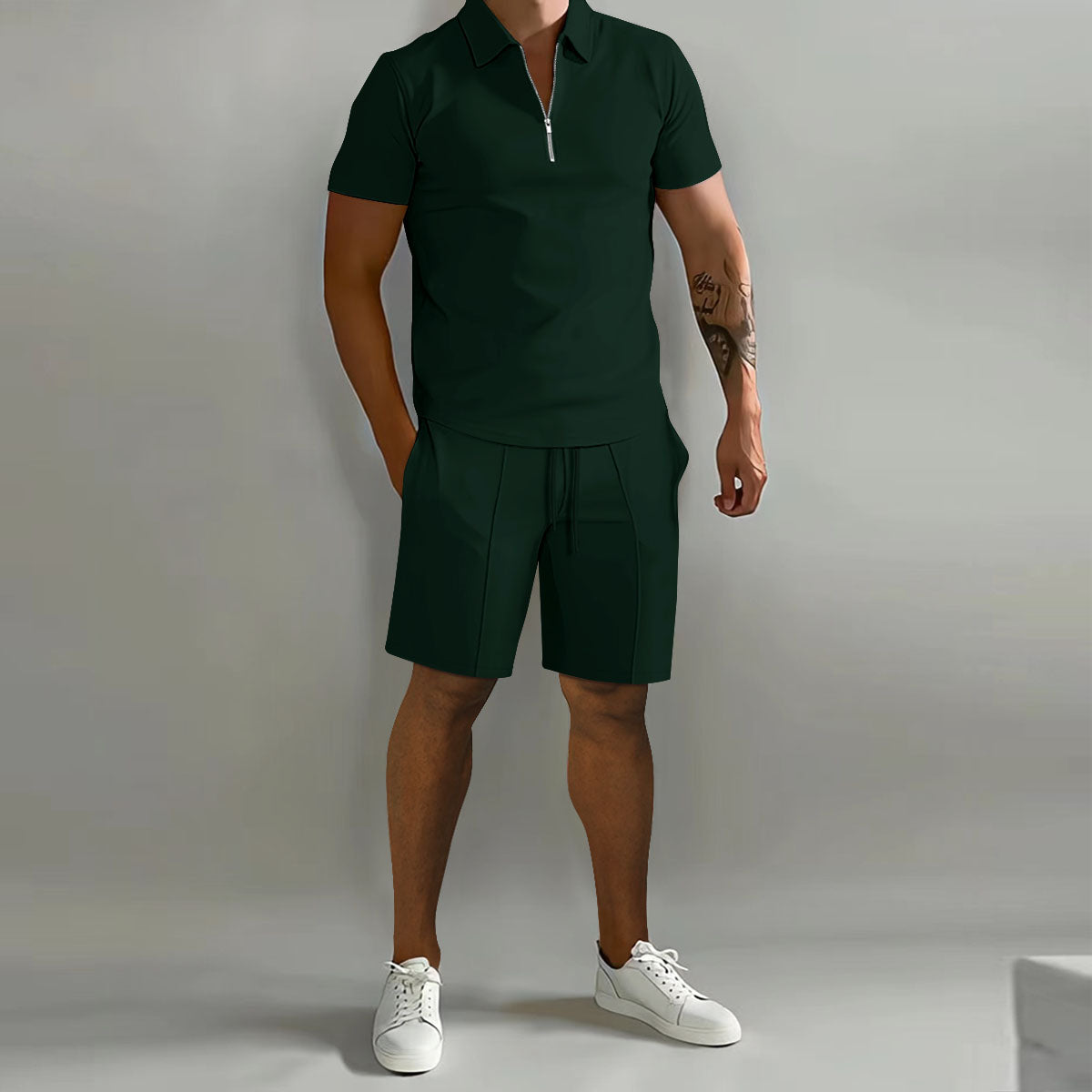 HARRINGTON OXFORD | ZIP POLO AND SHORTS SET FOR MEN