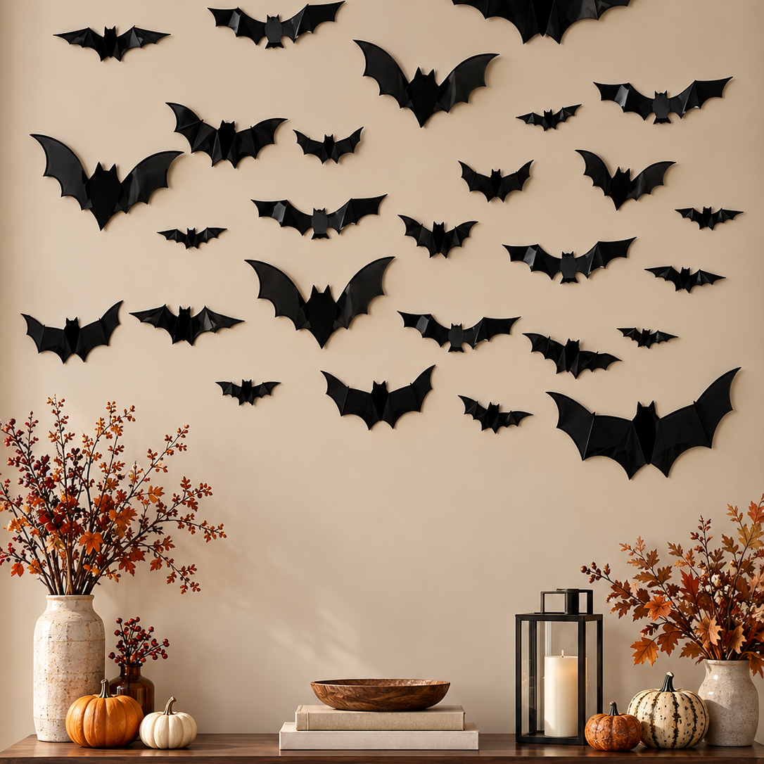 Halloween 3D Bat Swarm Wall Decorations