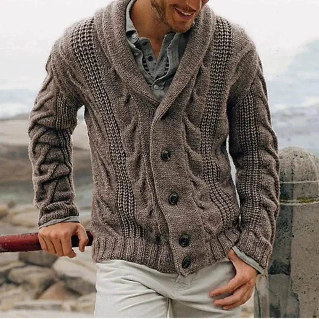 Harrington Oxford | Men’s Shawl Collar Cable Knit Jacket Harrington Oxford
