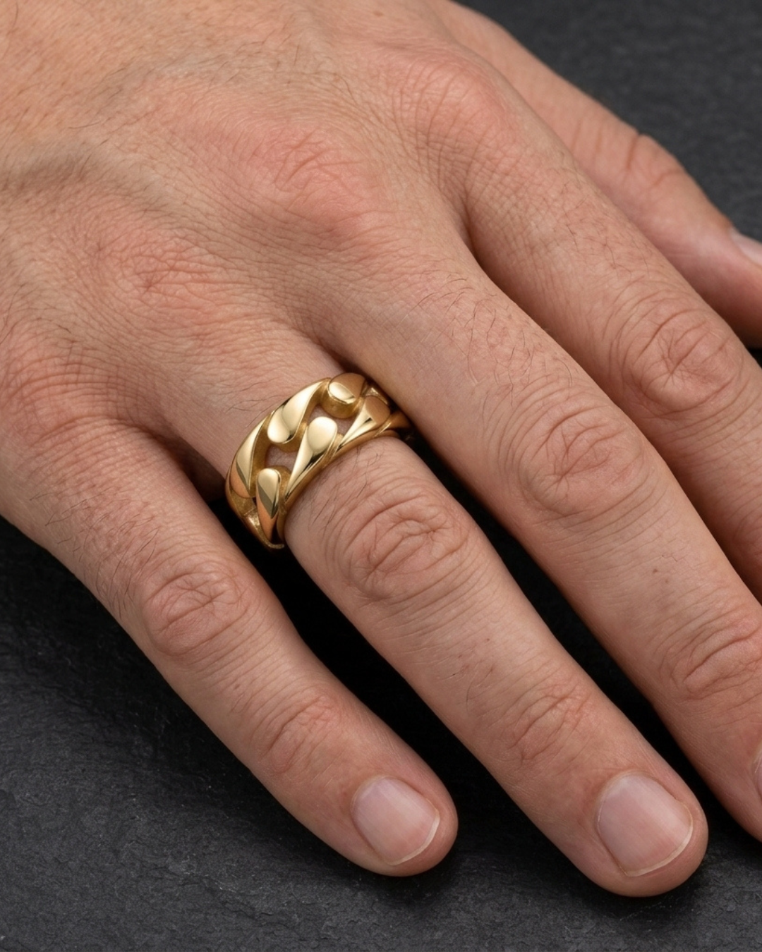 Flat Link Chain Ring For Men