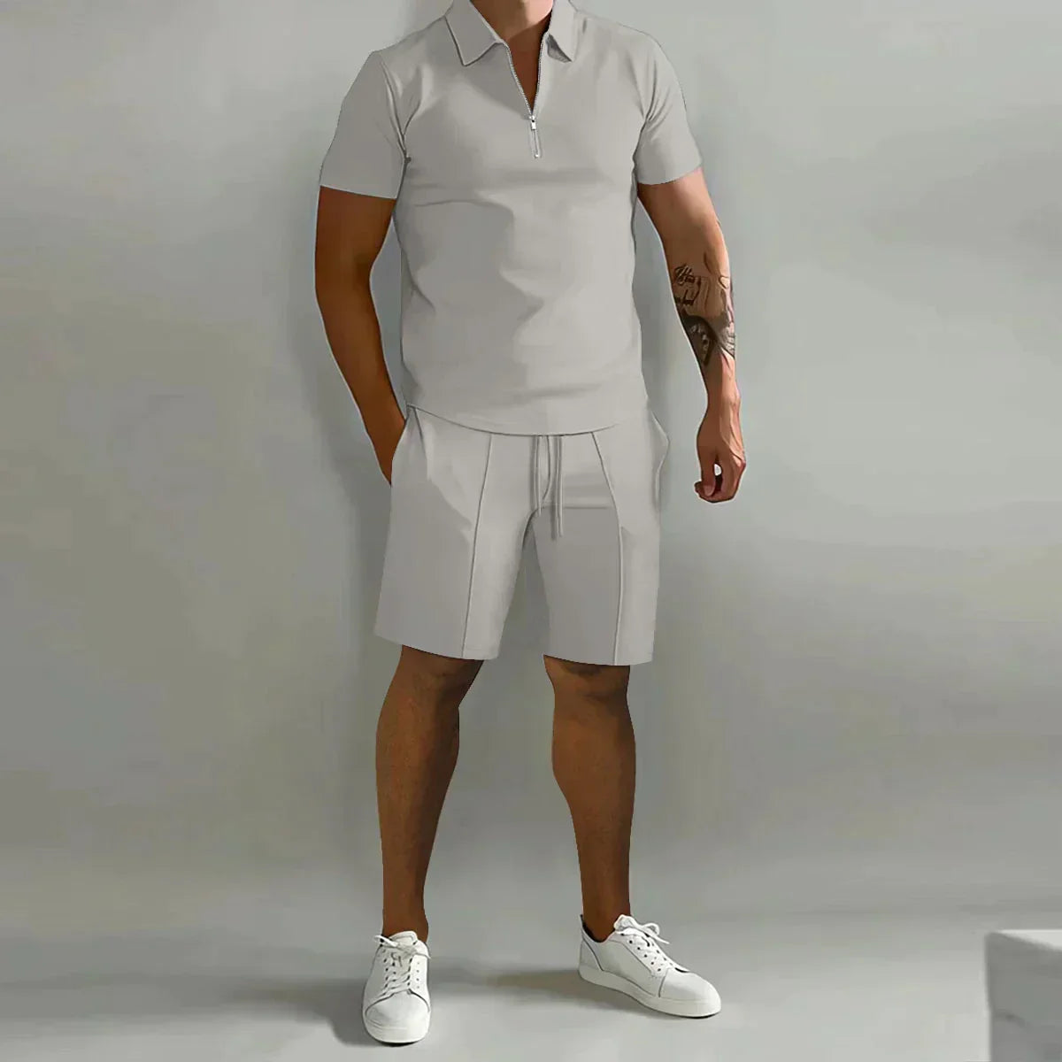 HARRINGTON OXFORD | ZIP POLO AND SHORTS SET FOR MEN