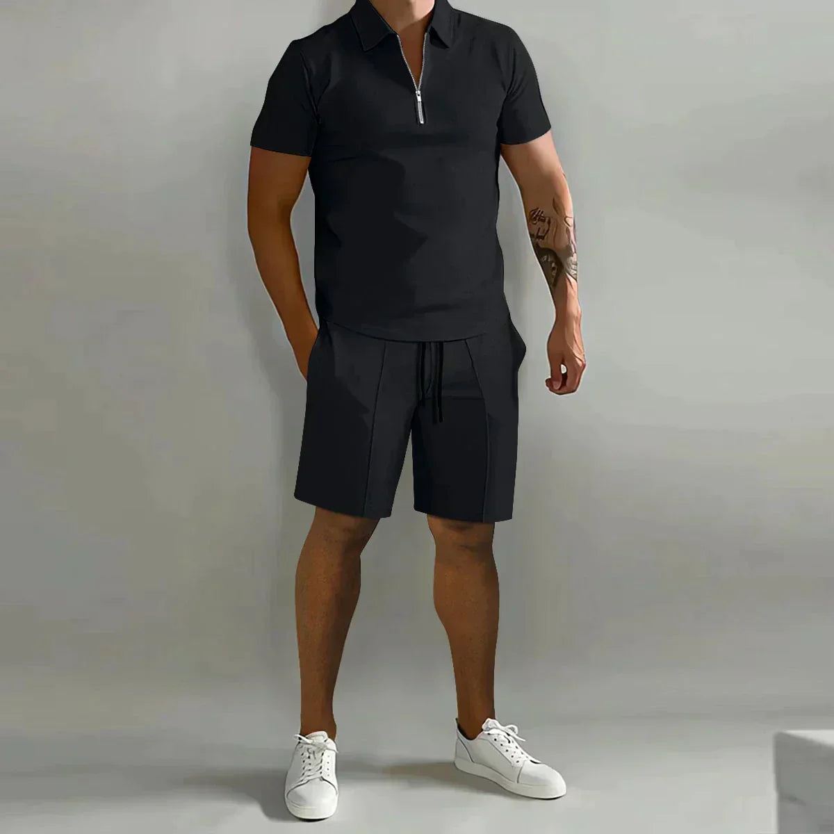 HARRINGTON OXFORD | ZIP POLO AND SHORTS SET FOR MEN