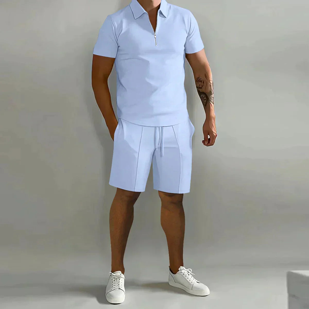 HARRINGTON OXFORD | ZIP POLO AND SHORTS SET FOR MEN
