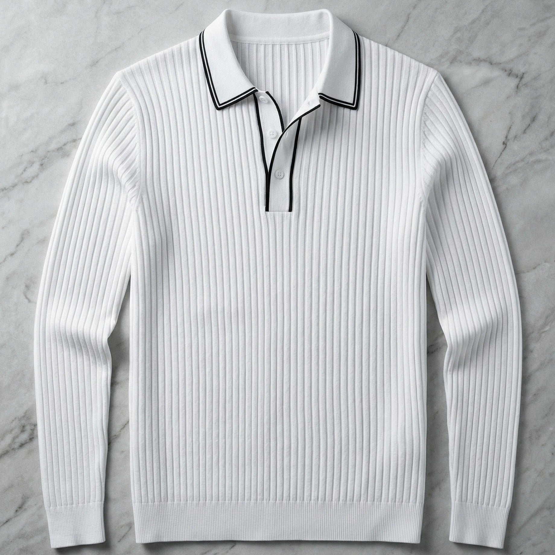 Harrington Oxford | Ribbed Knitted Polo Shirt For Men