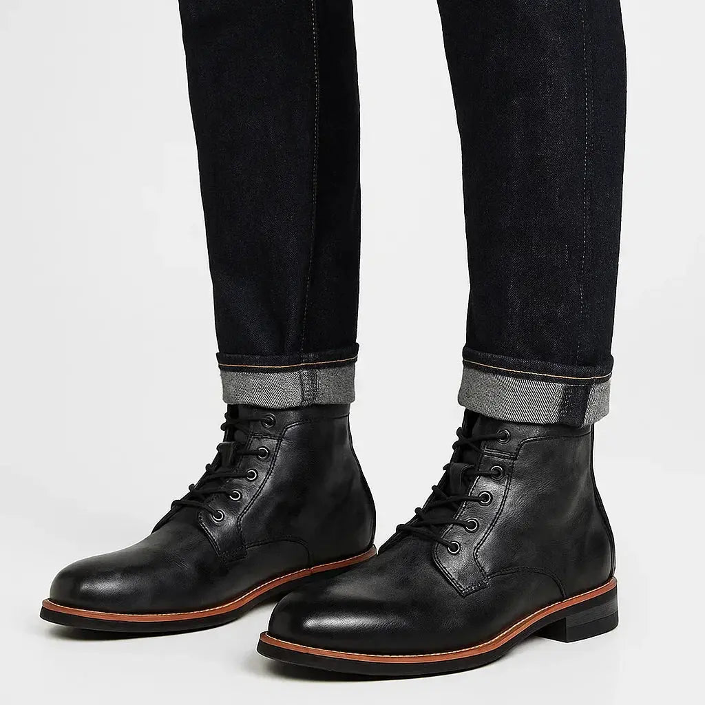 Harrington Oxford | Men's Leather Ankle Boots Lace-Up Comfort Durable Black Harrington Oxford