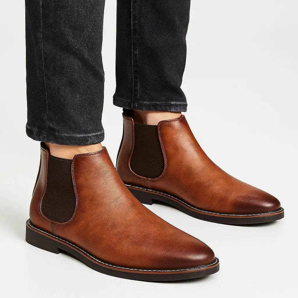 Harrington Oxford | Men's Chelsea Boots Synthetic Leather Retro Slip-On Comfortable Fashion Harrington Oxford