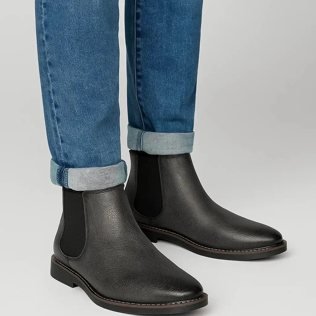 Harrington Oxford | Men's Chelsea Boots Synthetic Leather Retro Slip-On Comfortable Fashion Harrington Oxford