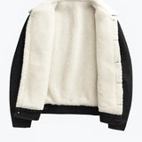 Men's Fleece Jacket Denim Thickened Winter Loose Fit