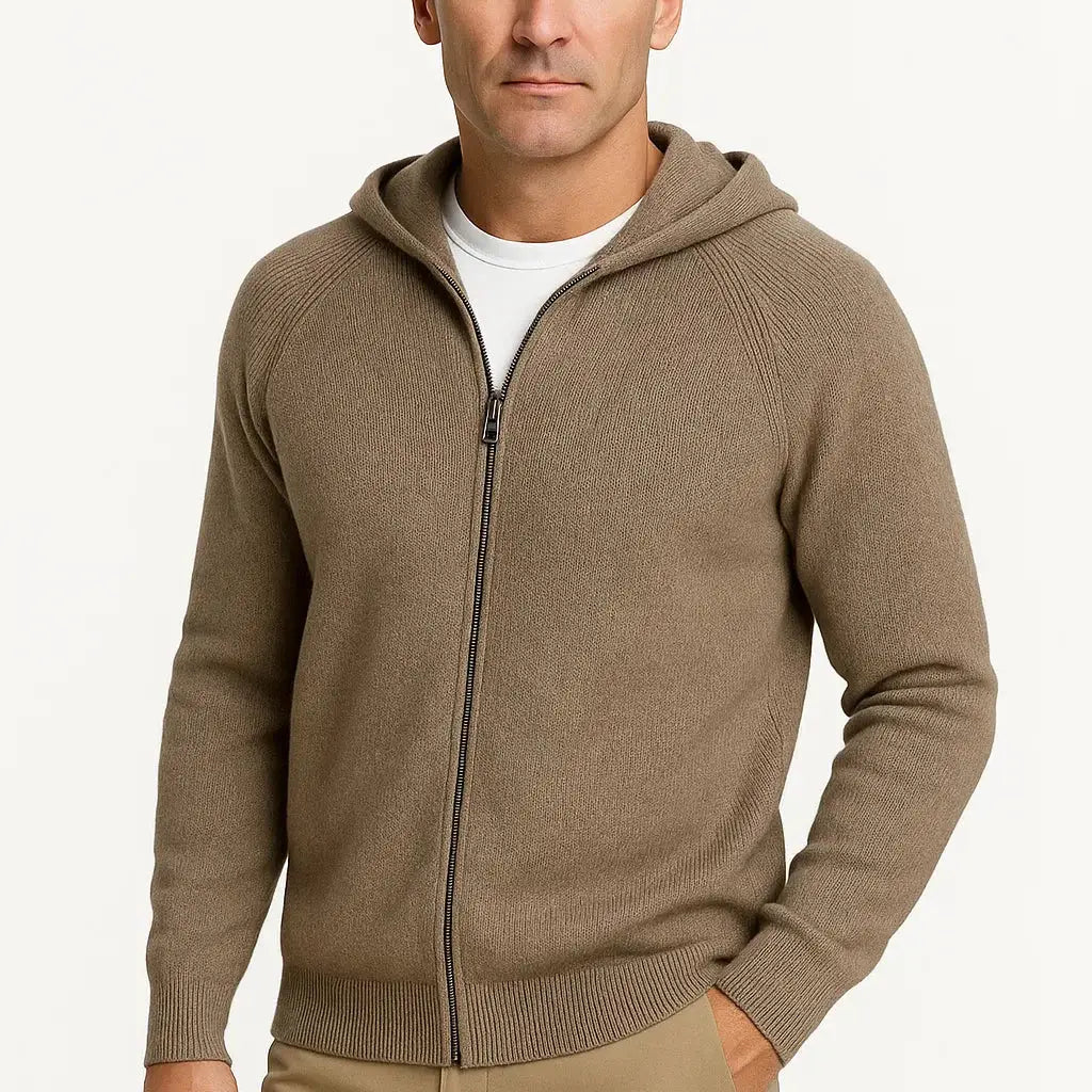 Harrington Oxford | Men's Cardigan Merino Wool Hooded Thick Knit Jacket Harrington Oxford