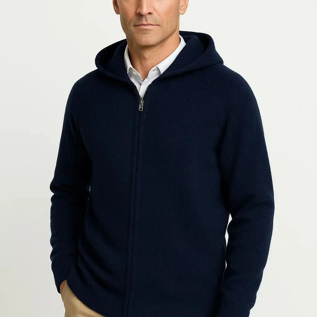 Harrington Oxford | Men's Cardigan Merino Wool Hooded Thick Knit Jacket Harrington Oxford
