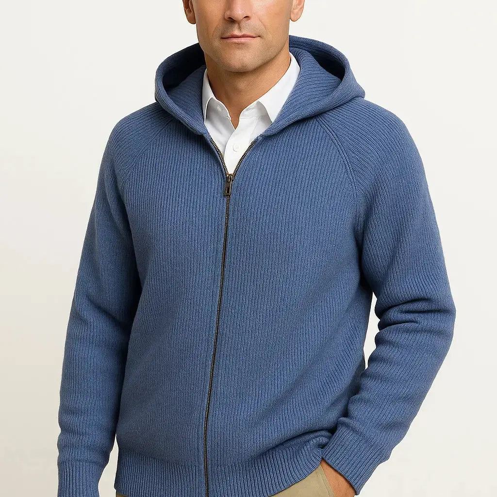 Harrington Oxford | Men's Cardigan Merino Wool Hooded Thick Knit Jacket Harrington Oxford