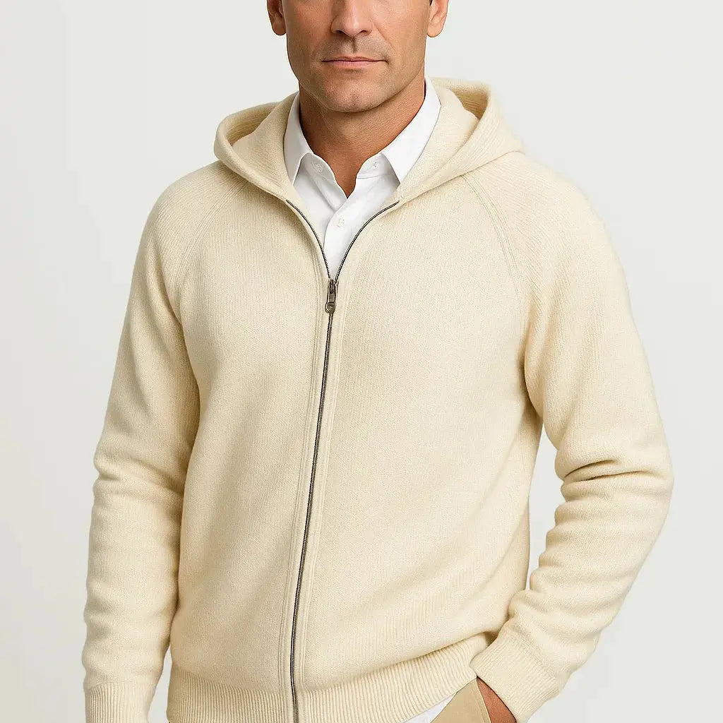 Harrington Oxford | Men's Cardigan Merino Wool Hooded Thick Knit Jacket Harrington Oxford