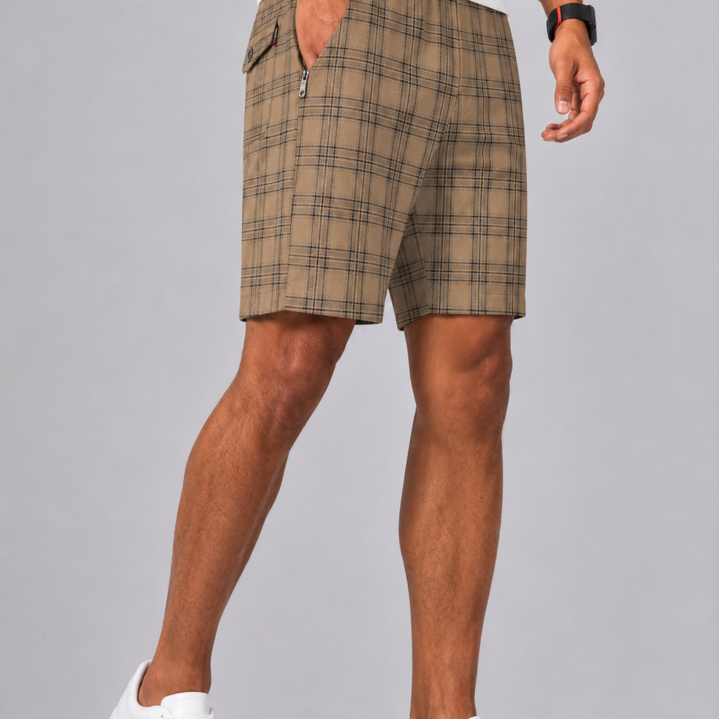 Harrington Oxford | Checkered Drawstring Shorts with Zip Pocket For Men