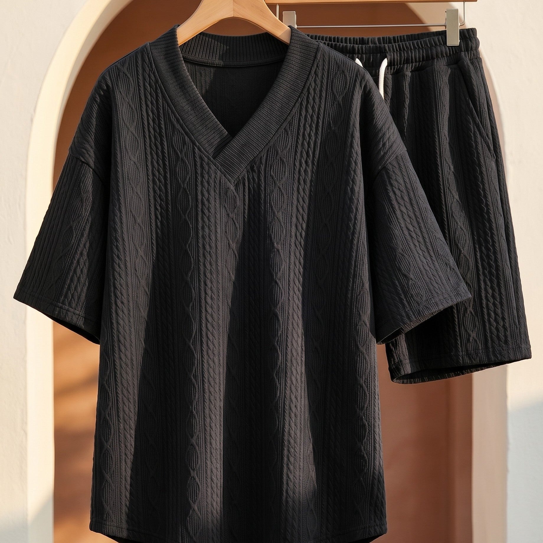 Harrington Oxford | Knitted Shirt And Shorts Set For Men