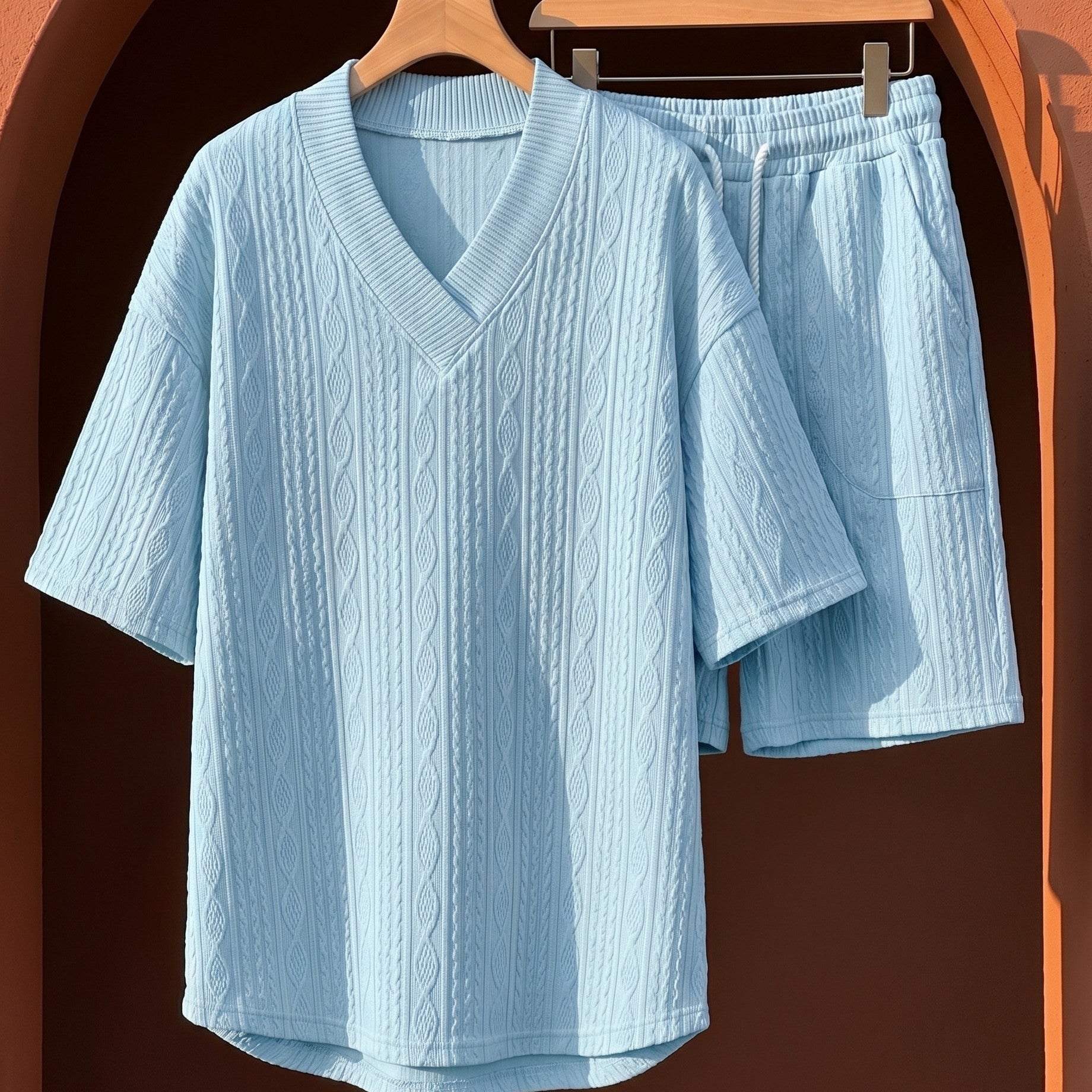Harrington Oxford | Knitted Shirt And Shorts Set For Men