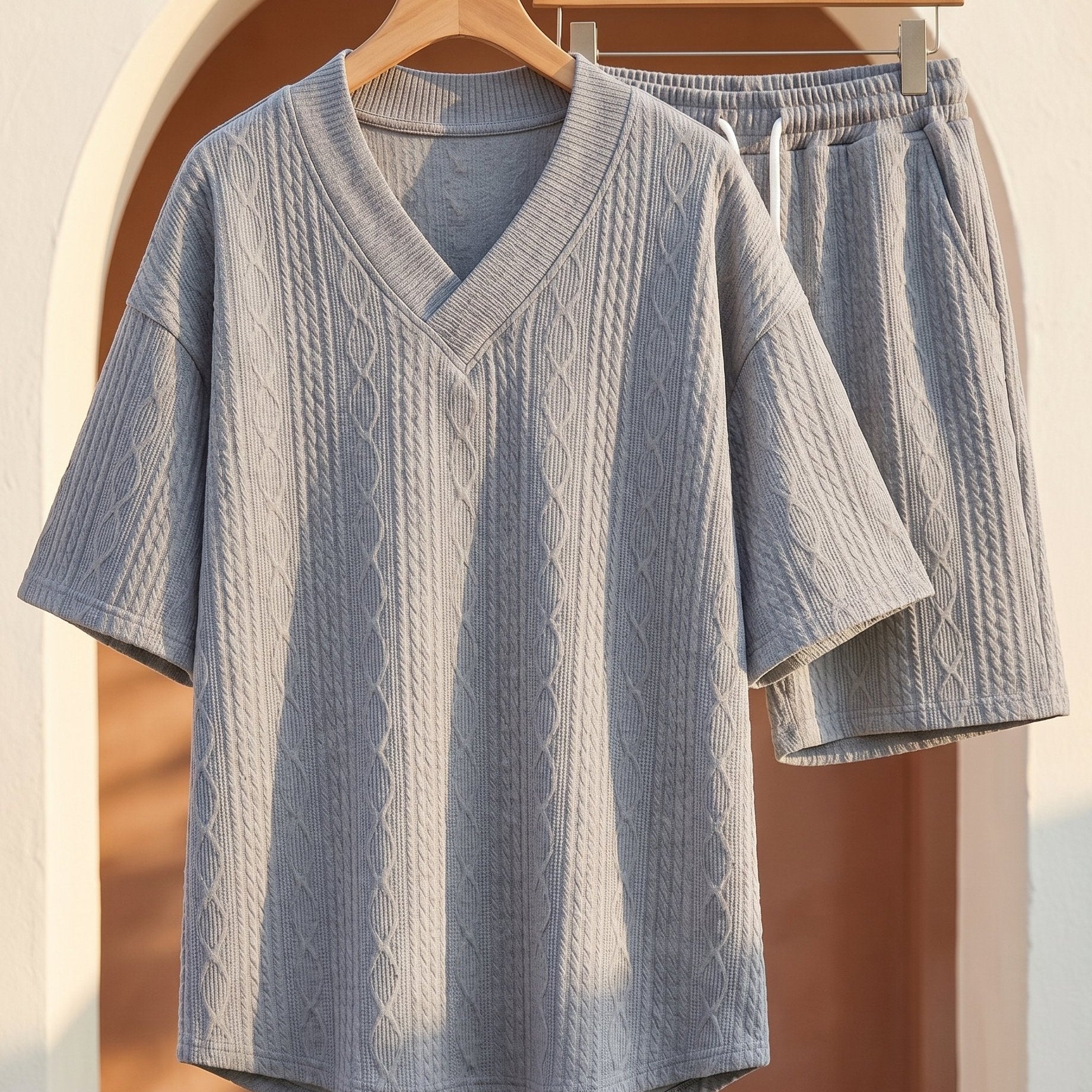 Harrington Oxford | Knitted Shirt And Shorts Set For Men