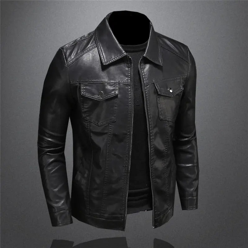 Harrington Oxford | Men's Leather Jacket - Classic Black Design Harrington Oxford